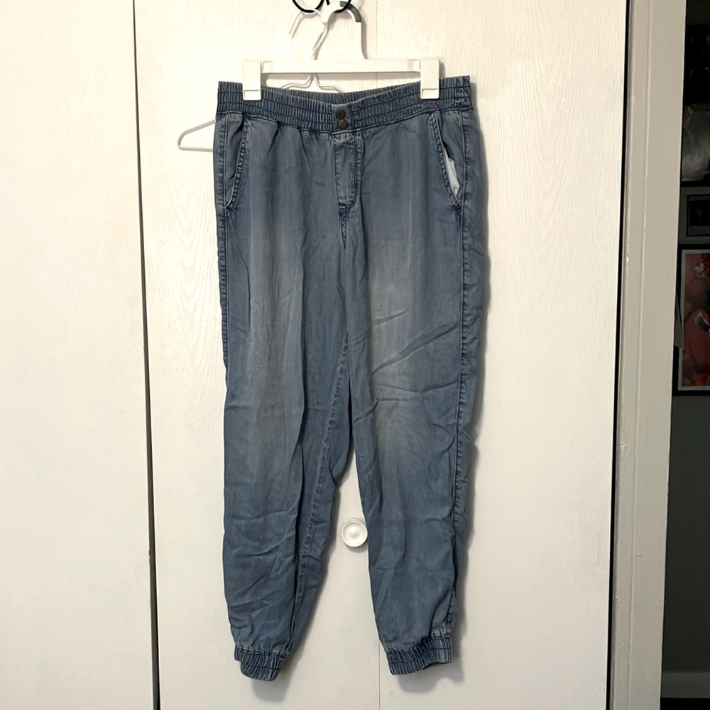 Light blue denim joggers
